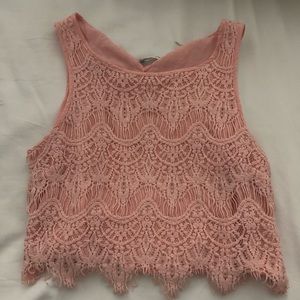 Pink lace crop top